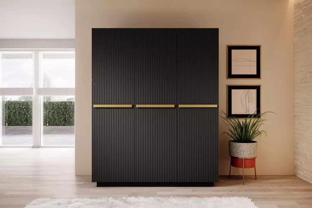Skapis Nicole SZ150 3D Gold C · Melns · 150 × 62 × 207 cm