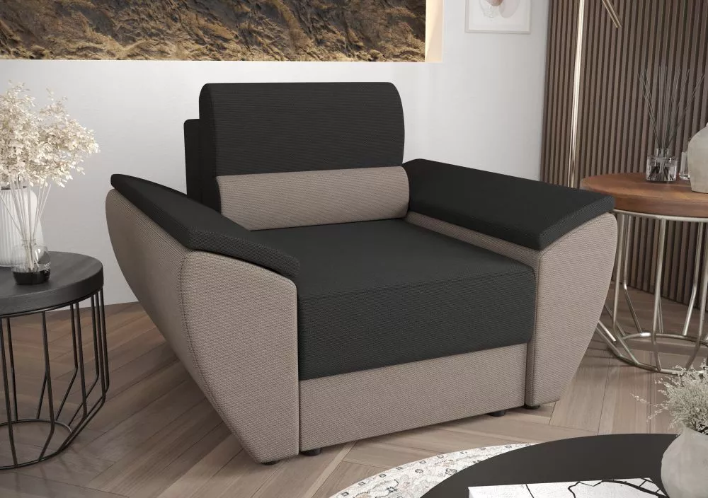 Mīksts krēsls Rebi 1S Standard Sēdvietas dziļums: 50 cm, · Tumši pelēks + pelēks · 120 × 80 × 78 cm