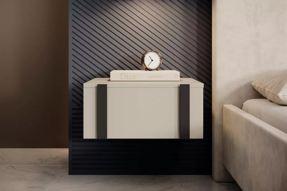 Naktsgaldiņš Verica SN50 1SZ W Black Set · Gaiši bēšs · 50 × 45 × 23 cm
