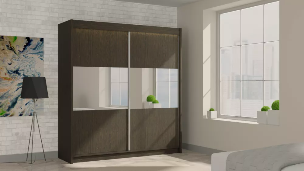 Skapis Rosana ar LED · Venge · 200 × 61 × 216 cm