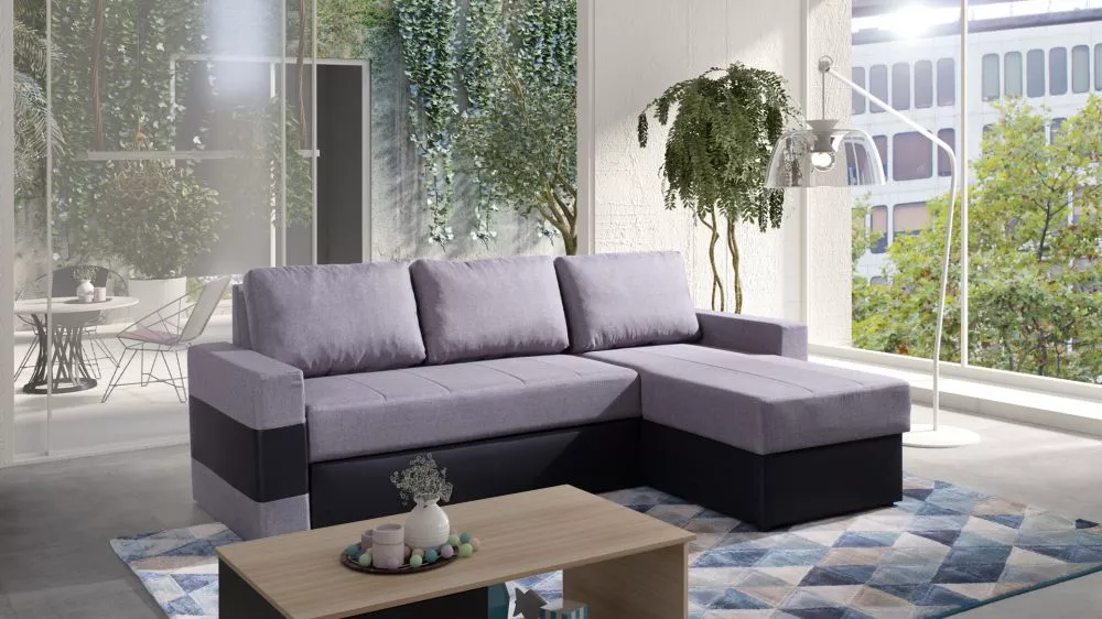 Dīvāns Gordia Standard · Pelēks + melns · 156 × 234 × 82 cm