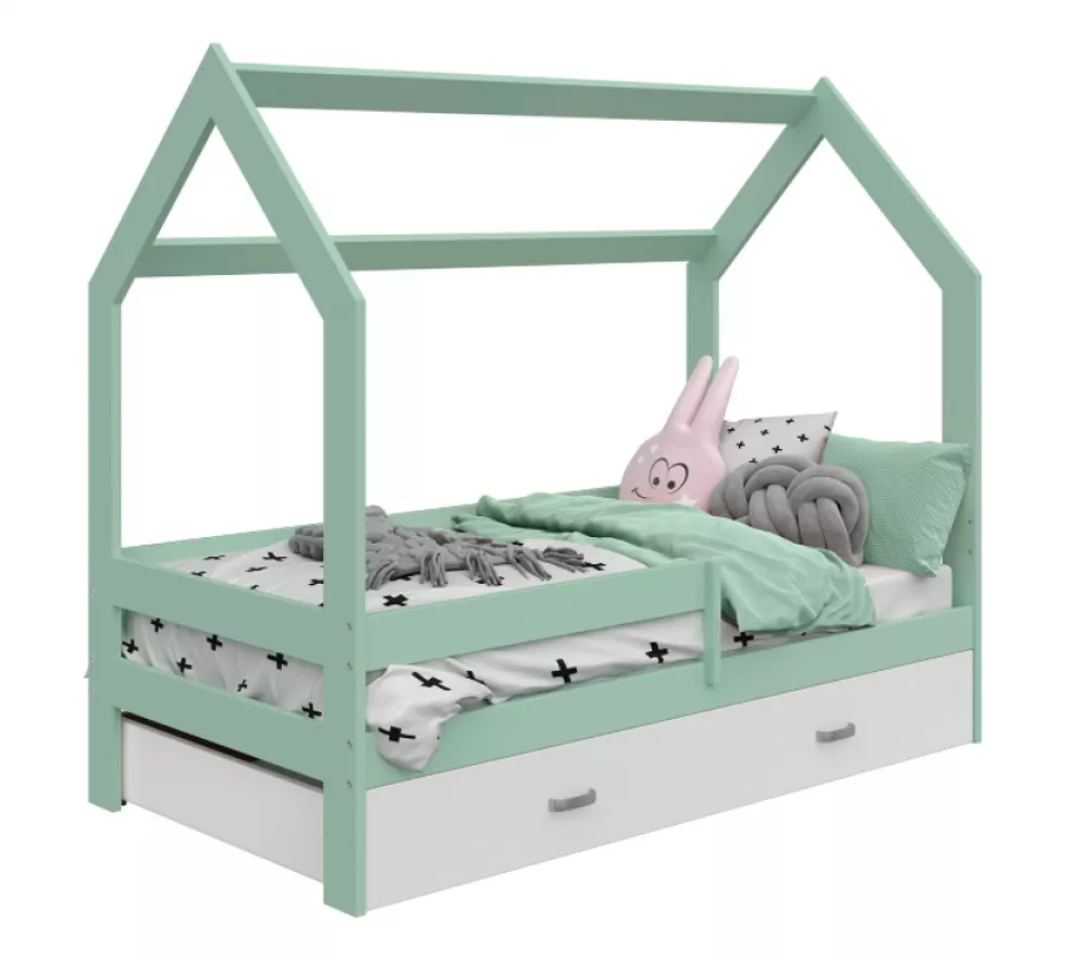 Bērnu gulta Domek D3 ar stelāžu Guļamvietas platums: 80 cm, Guļamvietas garums: 160 cm, · 87 × 164 × 144 cm