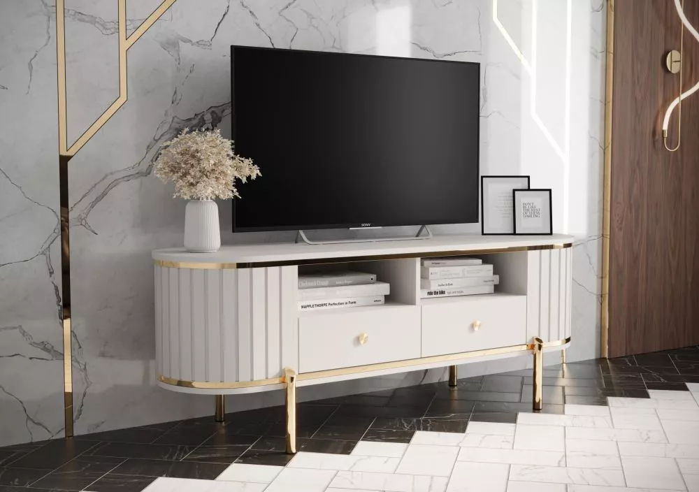 TV tumba New York RTV · Balts · 151 × 40 × 50.5 cm