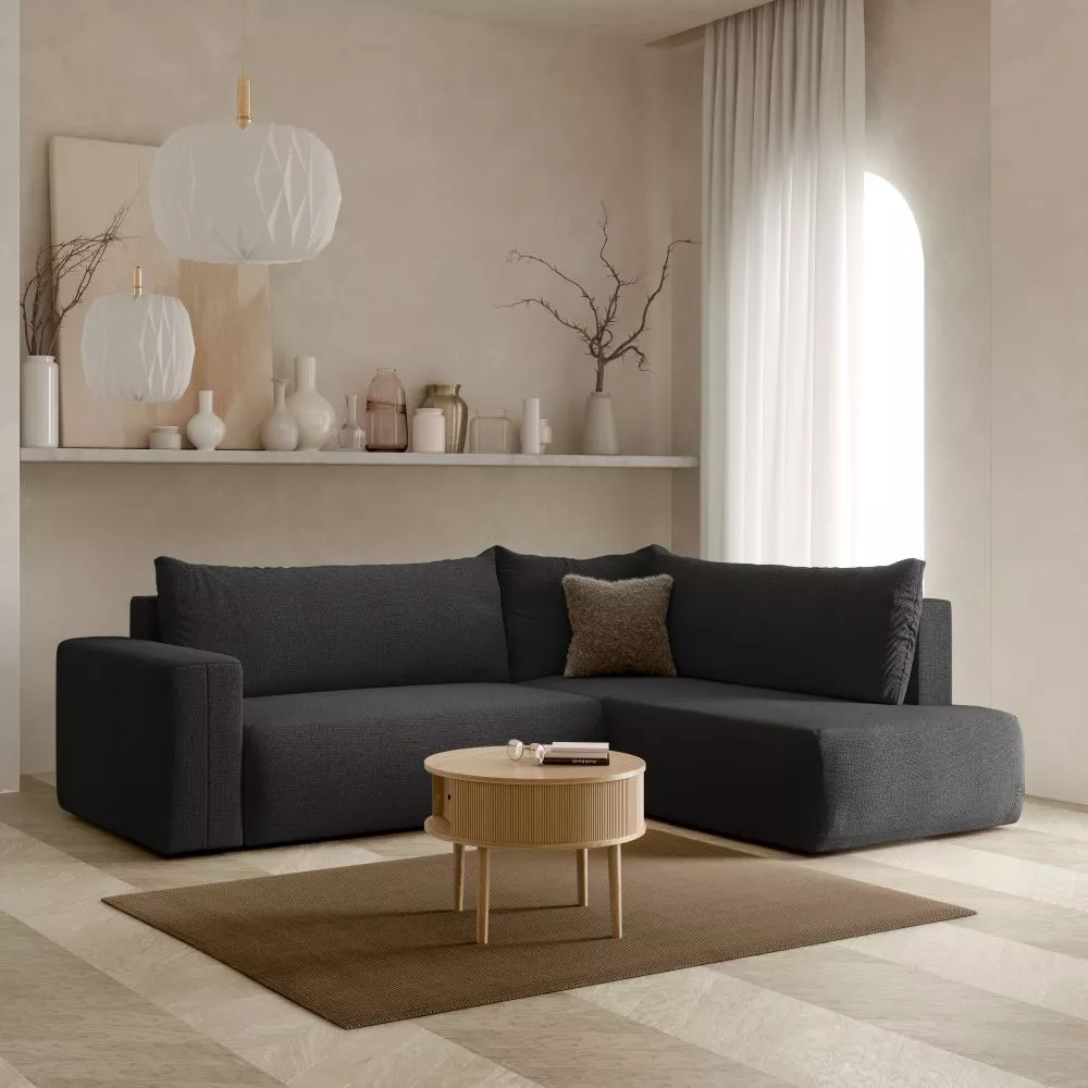 Dīvāns Torretta XL standard · Melns · 200 × 260 × 72 cm