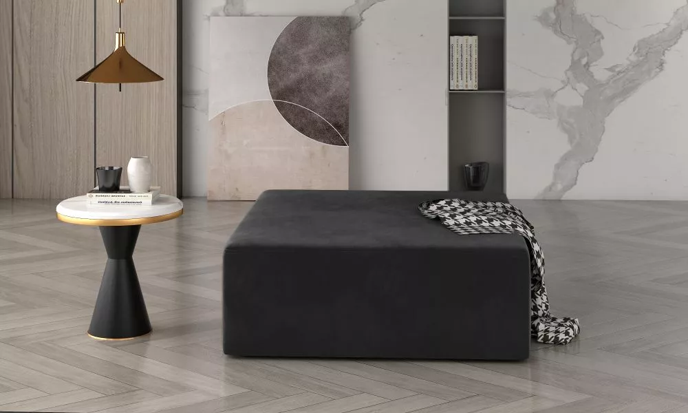 Pufs Kelim Standard Auduma numurs: Monolith 97, · Grafīts · 83 × 42 × 83 cm