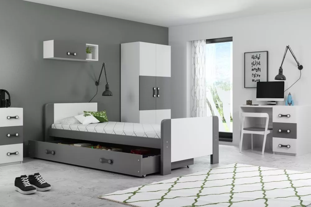 Bērnu gulta Darek ar stelāžu Guļamvietas platums: 80 cm, Guļamvietas garums: 200 cm, · 93 × 206 × 63.5 cm