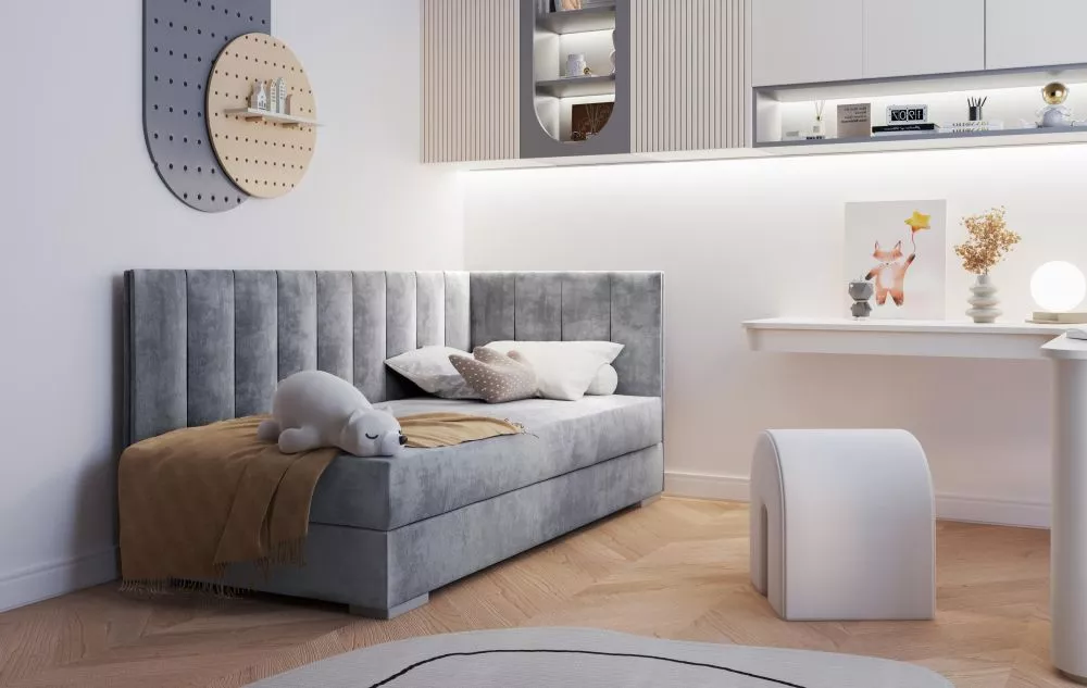 Gulta Coimbra 3R Boxspring Standard Guļamvietas platums: 90 cm, Guļamvietas garums: 200 cm, · Pelēks · 95 × 205 × 95 cm
