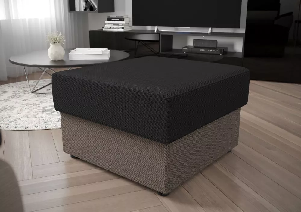 Pufs Rebi P Standard Auduma numurs: Rainbow 27 + 83, · Tumši pelēks + pelēks · 70 × 36 × 70 cm