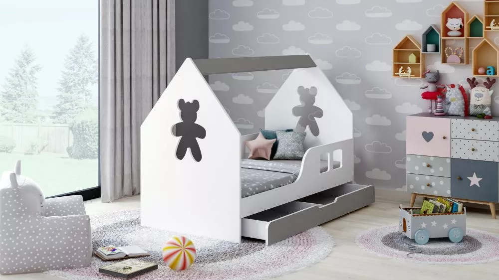 Bērnu gulta House 4 Comfort ar stelāžu Guļamvietas platums: 70 cm, Guļamvietas garums: 140 cm, · 74.5 × 145 × 106 cm