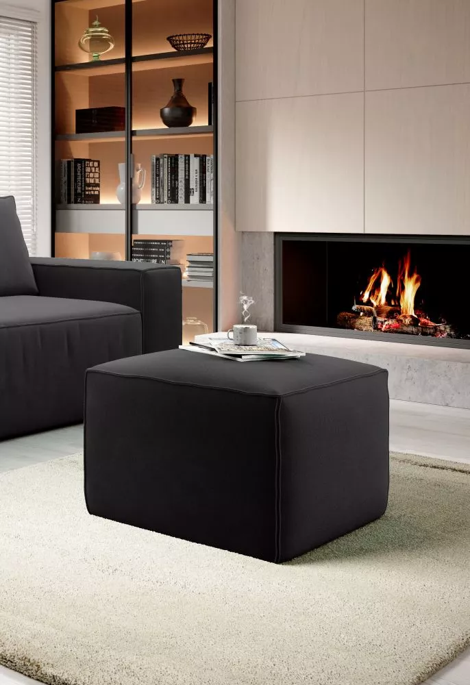 Pufs Silla P Premium Standard Auduma numurs: Velvetmat 10, · Melns · 88 × 45 × 68 cm