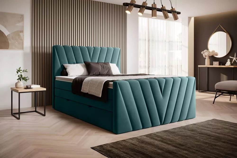 Gulta Candice Boxspring Premium standard Guļamvietas platums: 180 cm, Guļamvietas garums: 200 cm, · Jūraszaļš · 180 × 22
