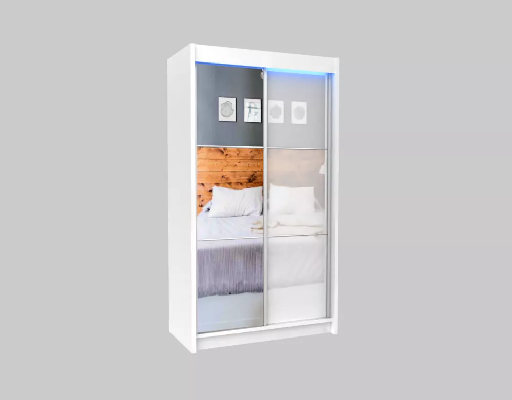 Skapis Viviana ar LED · Balts · 120 × 61 × 216 cm
