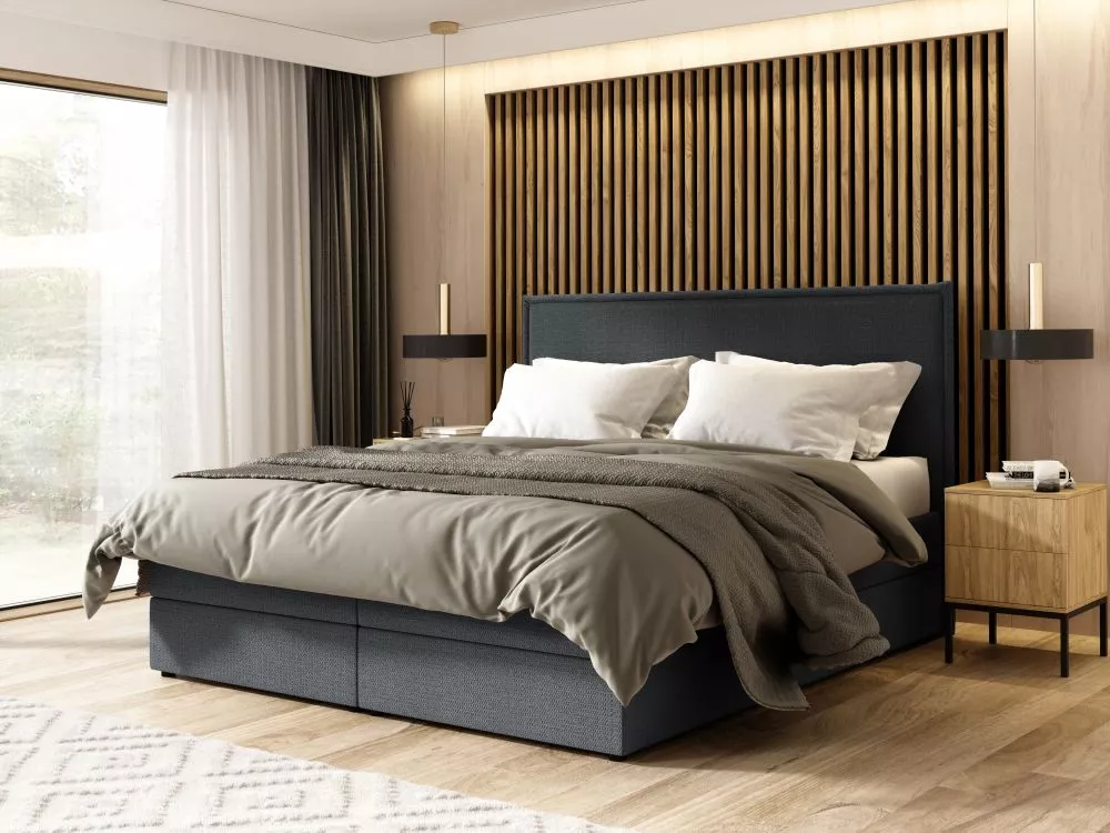 Gulta Baggio Boxspring Standard Guļamvietas platums: 140 cm, Guļamvietas garums: 200 cm, · Pelēks · 143 × 206 × 124 cm