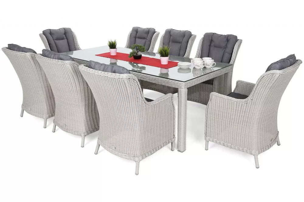 Terases mēbeles Bristol Square 8 + 1 Korpusa krāsa: balts, Elementu krāsa: pelēks, · 100 × 230 × 75 cm