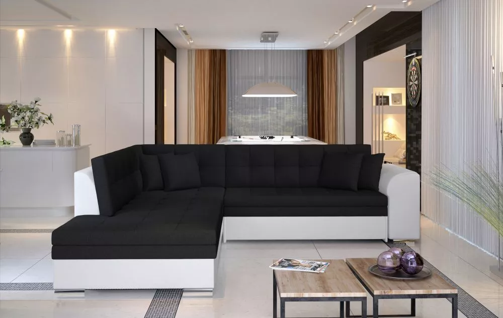 Dīvāns Pieretta Standard · Melns + balts · 205 × 260 × 80 cm