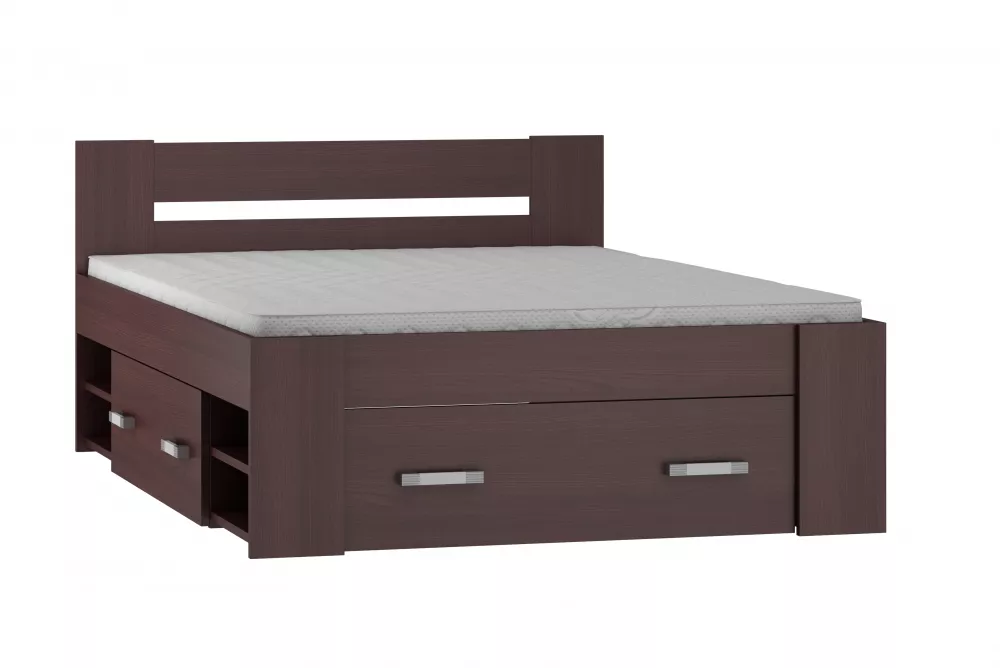 Gulta Irl IR-LOZE Guļamvietas platums: 140 cm, Guļamvietas garums: 200 cm, · Kastanis venge · 144 × 204 × 81 cm