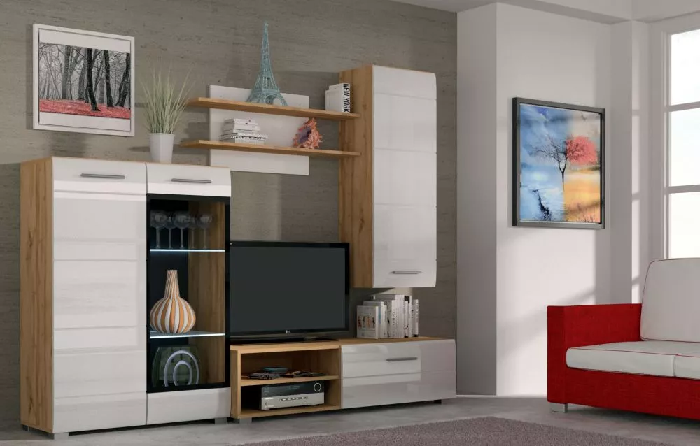 Sekcija Diana ar LED Korpusa krāsa: ozols, · 210 × 44 × 220 cm