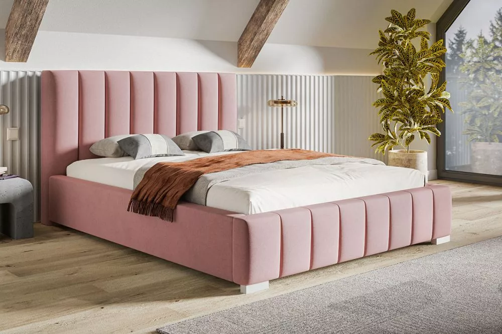 Gulta Bed 10 standard ar stelāžu Guļamvietas platums: 90 cm, Guļamvietas garums: 200 cm, stelāžas tips: koka, · Rozā · 1