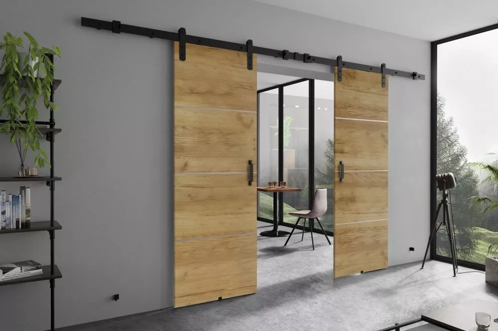 Bīdāmās durvis Retro Plus Duo · Ozols craft zelts · 192 × 205 cm