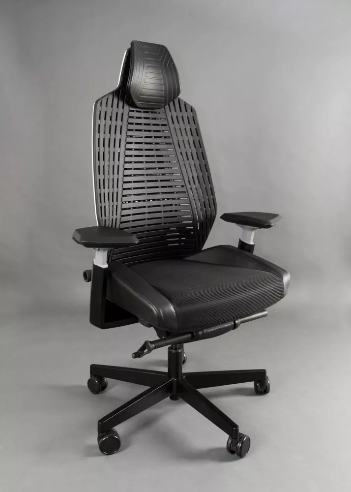 Datorkrēsls Ronin Elastomer Korpusa krāsa: melns, Elementu krāsa: balts, · 70 × 70 × 125 cm