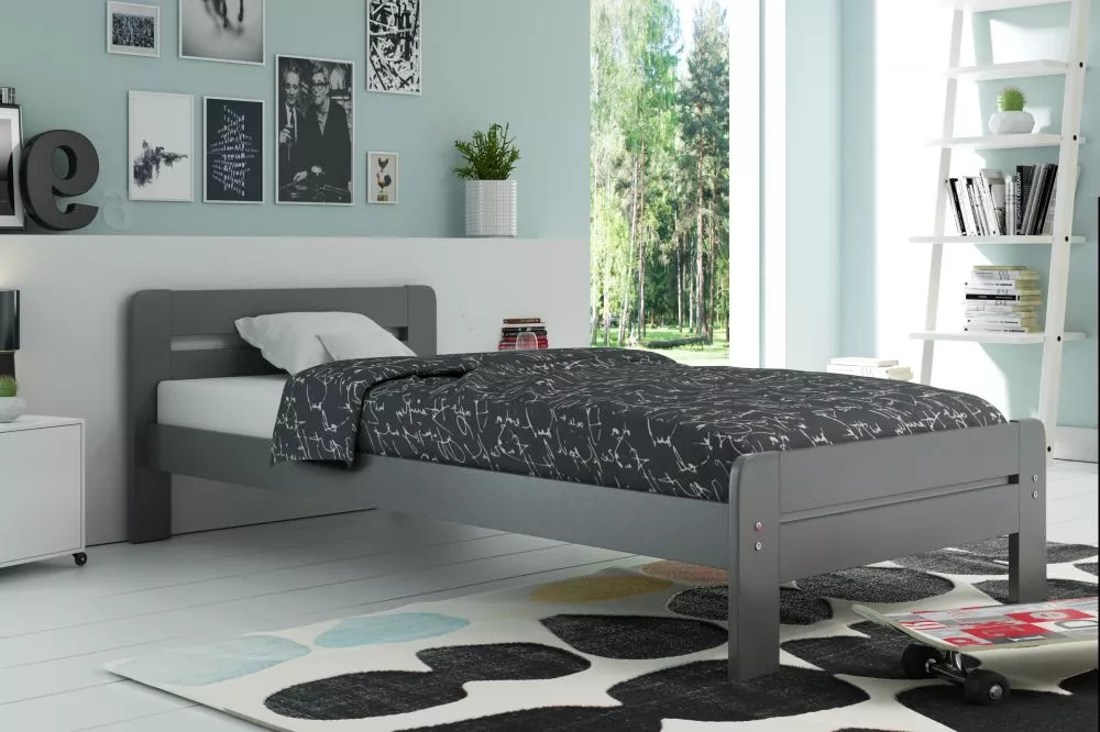Gulta Dallas Classic ar stelāžu Guļamvietas platums: 90 cm, Guļamvietas garums: 200 cm, stelāžas tips: koka, · Grafīts ·