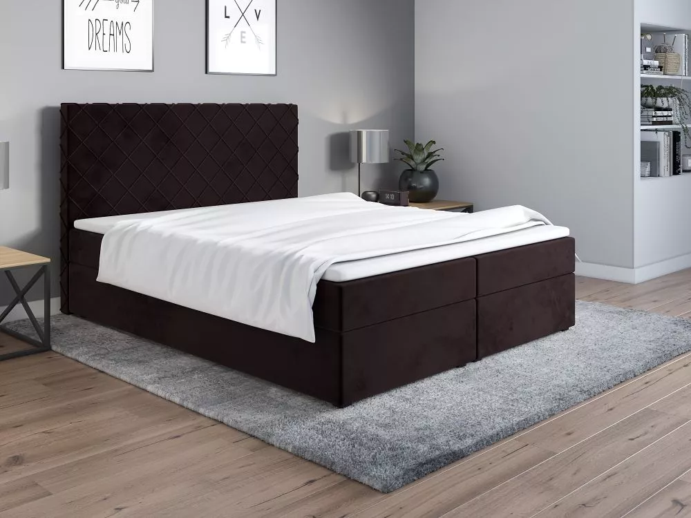 Gulta Classic 2 Boxspring standard Guļamvietas platums: 160 cm, Guļamvietas garums: 200 cm, · Tumši brūns · 160 × 209 × 