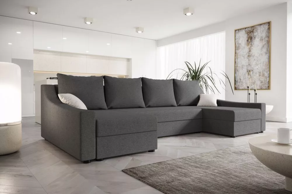 Dīvāns Ontario U Classic standard · Tumši pelēks · 140 × 303 × 90 cm