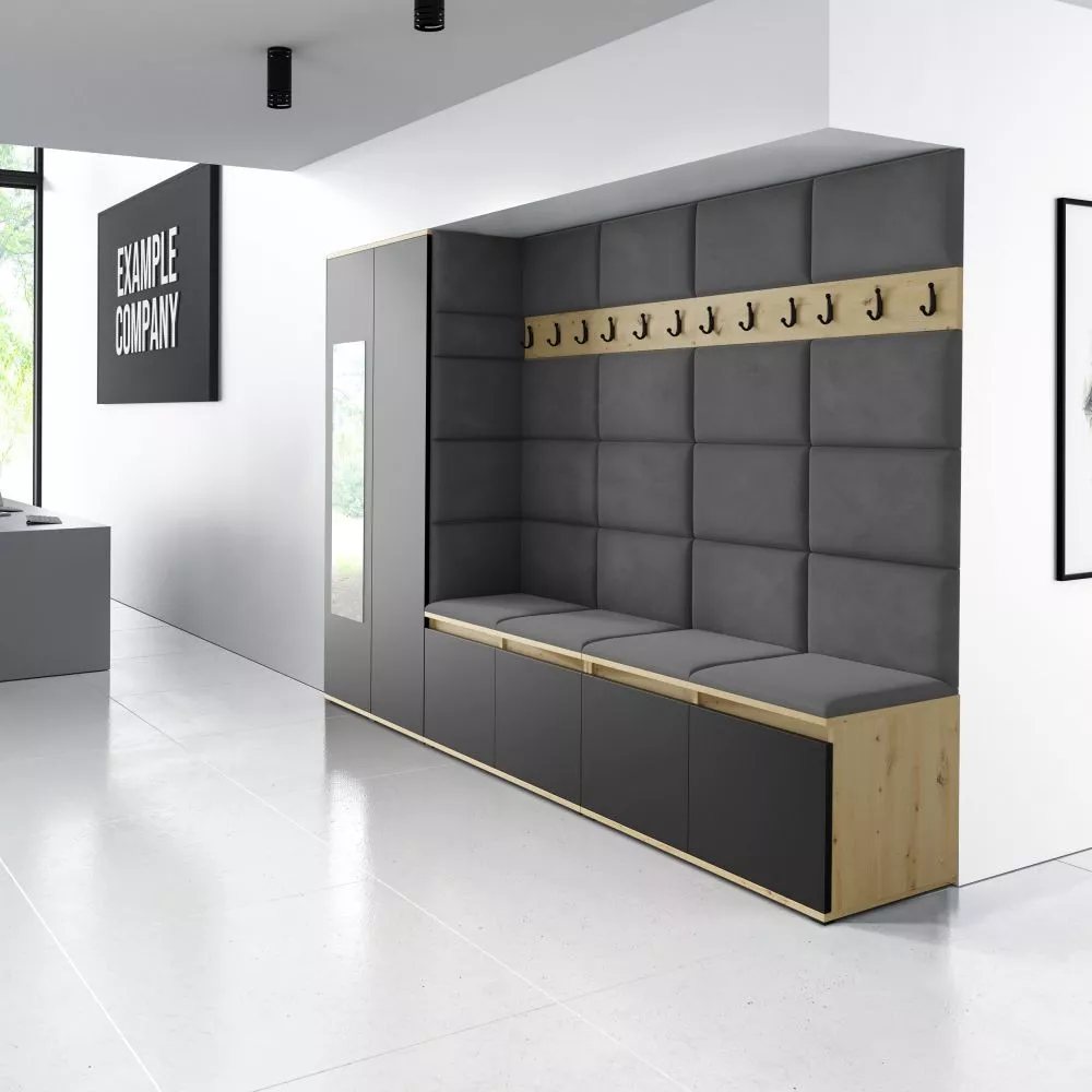 Apavu plaukts Emi 9 Trinity Korpusa krāsa: ozols artisan + melns, · 290 × 185 × 40 cm