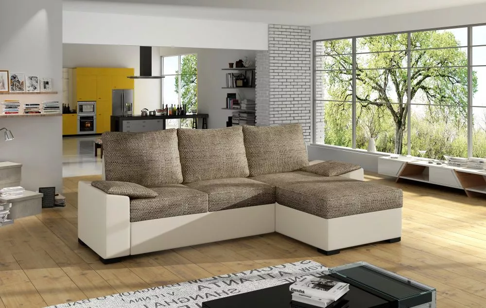 Dīvāns Lusso standard · Bēšs + krēms · 160 × 245 × 90 cm