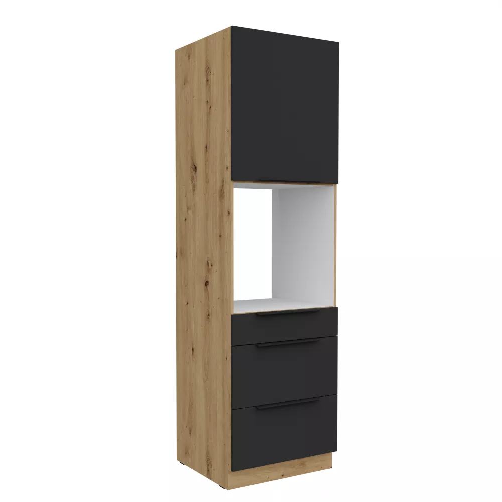Virtuves skapis Aria Black 60 DPS-210 3S1F
