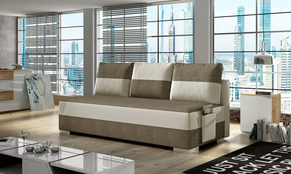 Dīvāns Atila Lux standard · Gaiši brūns + krēma · 92 × 200 × 83 cm