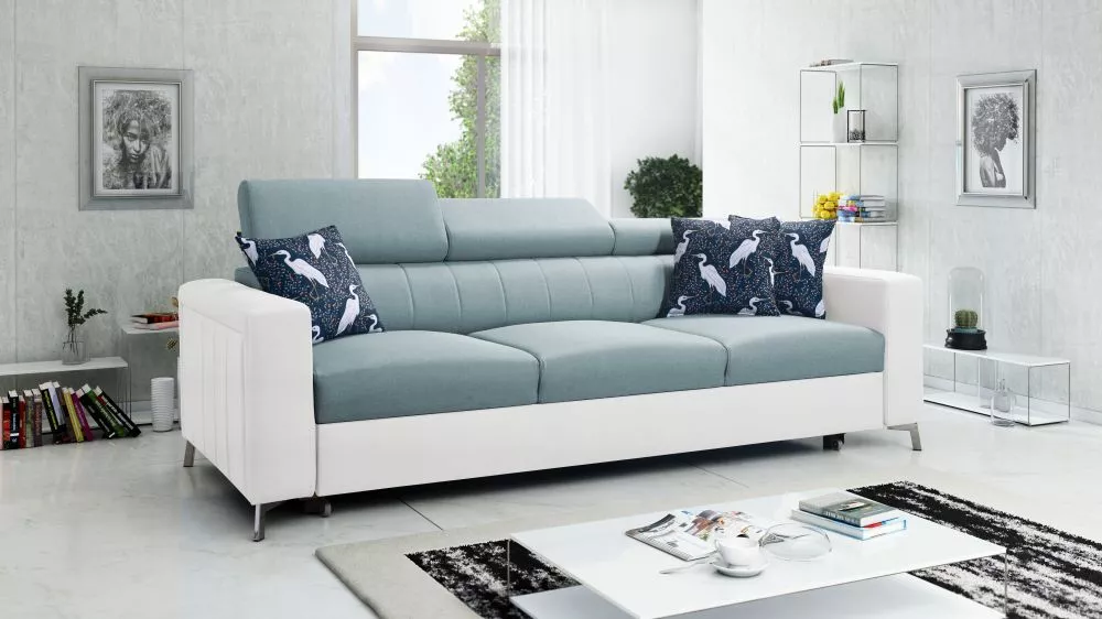 Dīvāns Baltico Premium Sofa Standard · Gaiši zils + balts · 99 × 236 × 83 cm