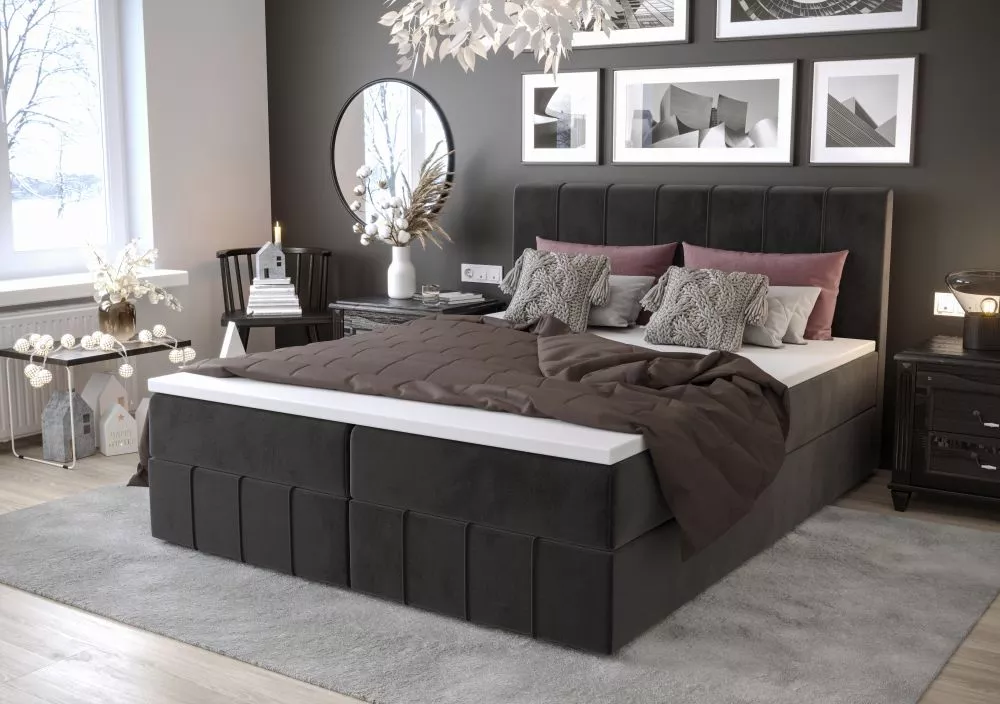 Gulta Bahama Boxspring Standard Guļamvietas platums: 140 cm, Guļamvietas garums: 200 cm, · Antracīts · 140 × 207 × 104 c