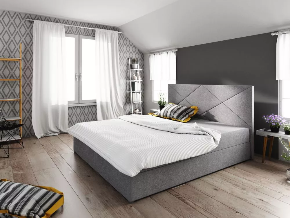Gulta Fado 4 Boxspring Standard Guļamvietas platums: 160 cm, Guļamvietas garums: 200 cm, · Pelēks · 165 × 208 × 106 cm