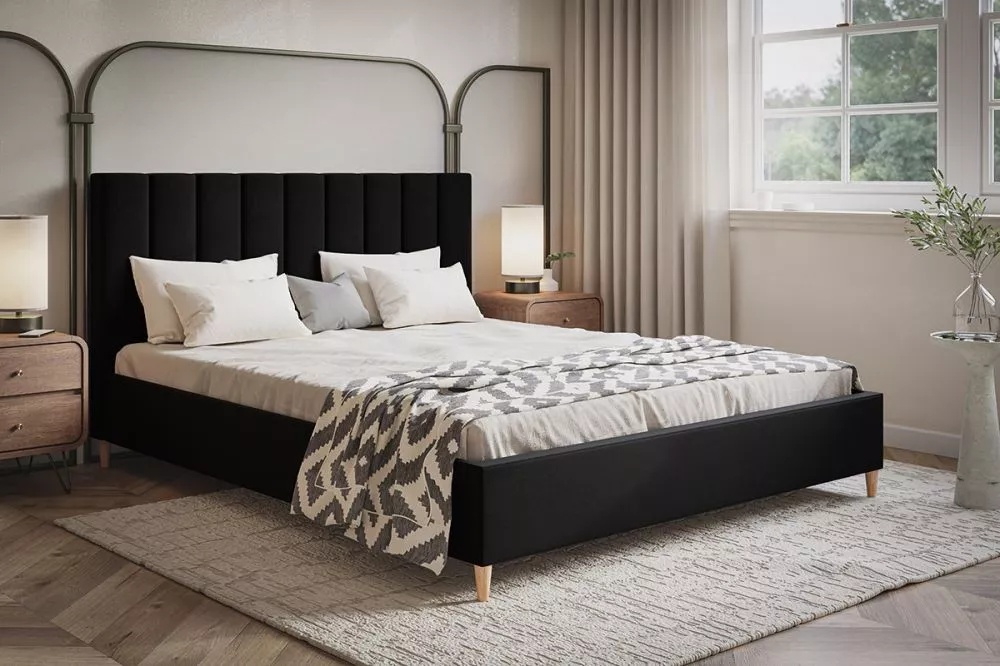Gulta Lux 2 standard ar stelāžu Guļamvietas platums: 160 cm, Guļamvietas garums: 200 cm, stelāžas tips: koka, · Melns · 