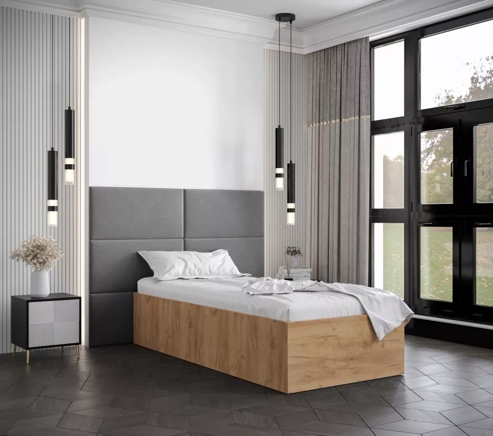 Gulta Bella 2 ar stelāžu Guļamvietas platums: 90 cm, Korpusa krāsa: ozols kraft zelts, Guļamvietas garums: 200 cm, stelā