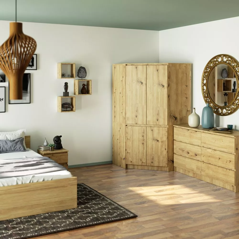 Skapis S100 Corner · Ozols artisan · 100 × 100 × 180 cm