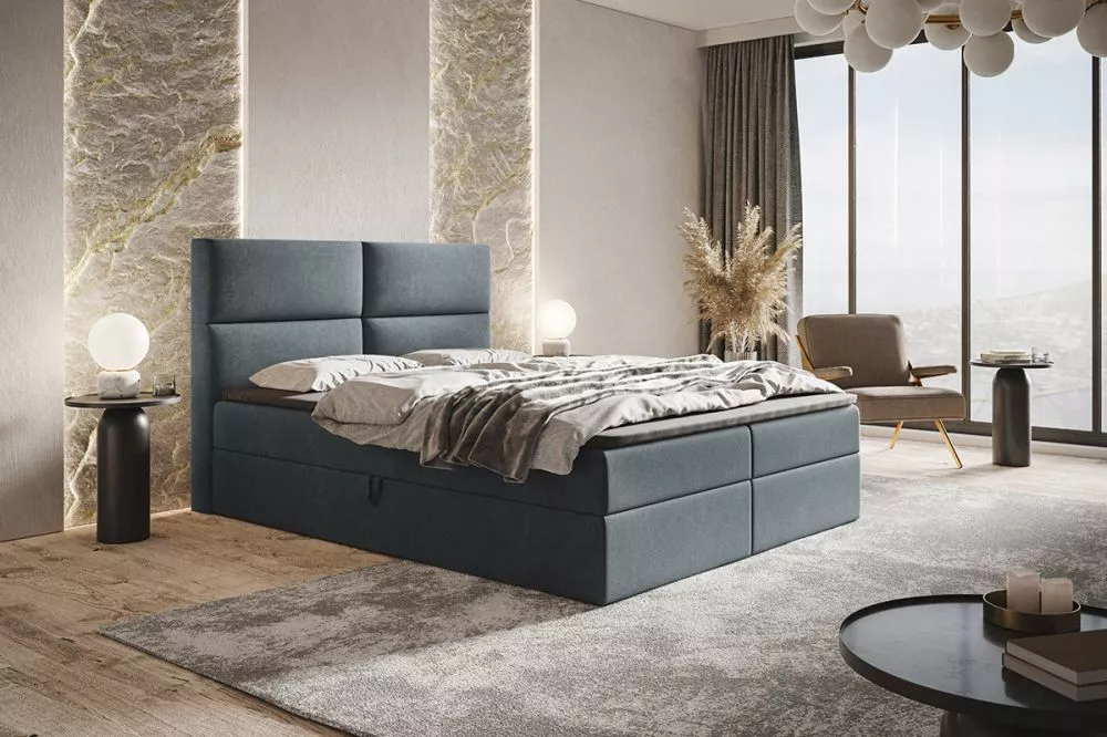 Gulta Box 3 Boxspring standard Guļamvietas platums: 140 cm, Guļamvietas garums: 200 cm, · Tumši pelēks · 140 × 214 × 112