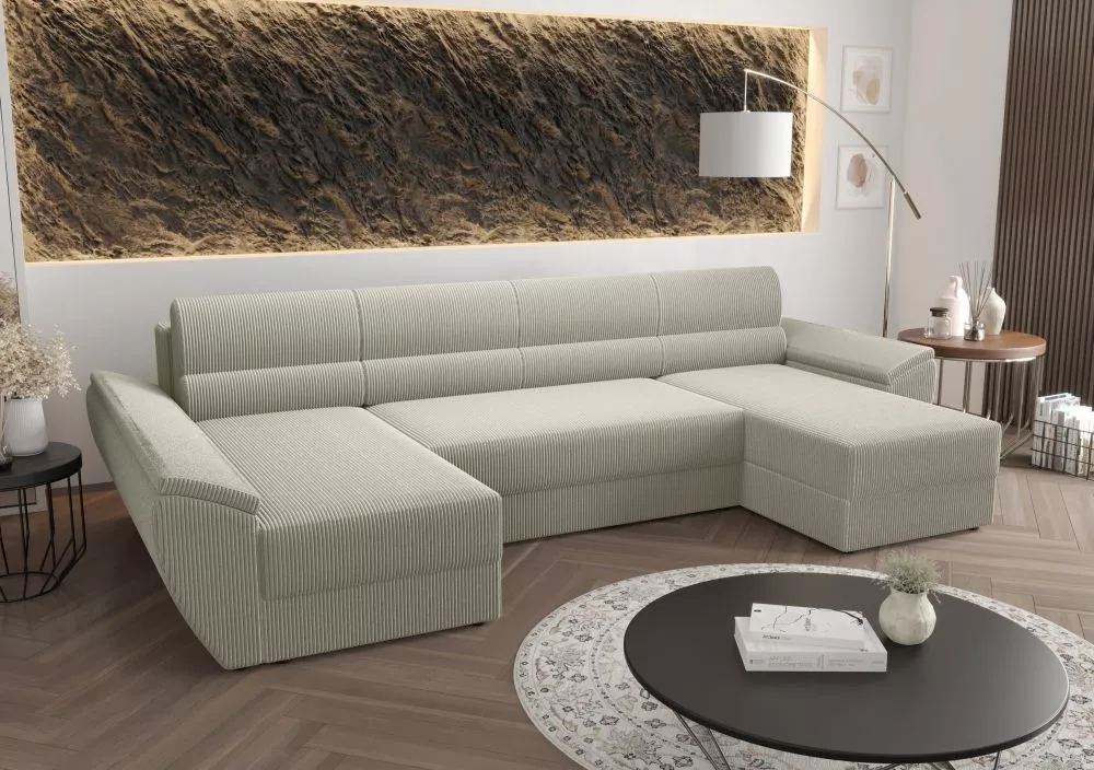 Dīvāns Rebi U3 Standard · Sudrabs · 140 × 321 × 88 cm
