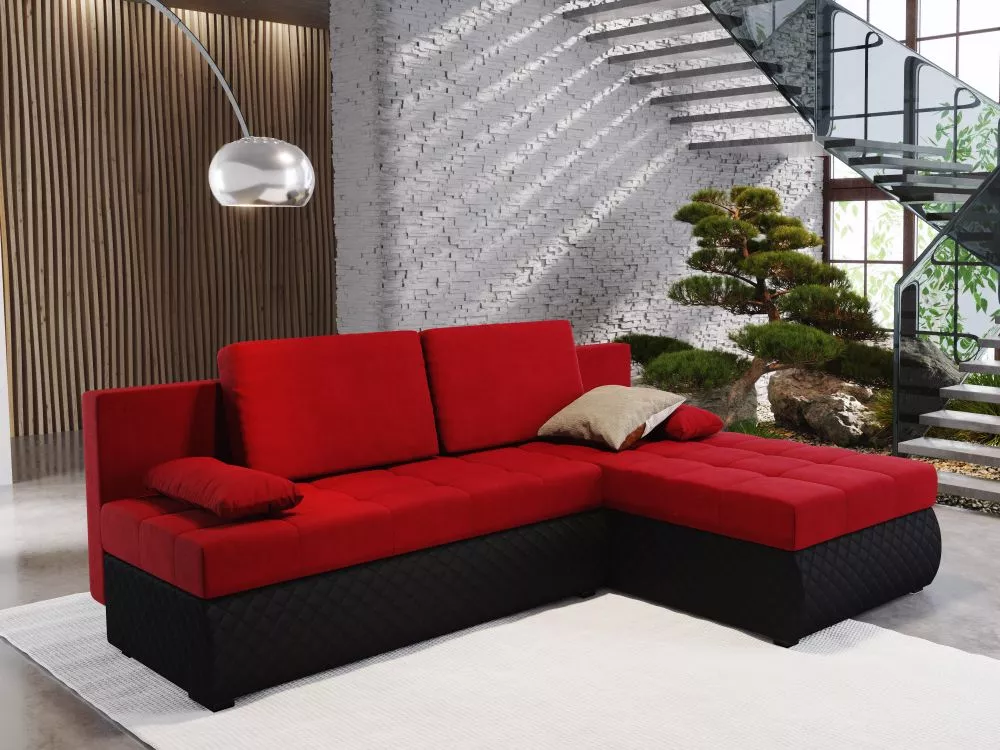 Dīvāns Bolt Standard · Sarkans + melns · 148 × 214 × 85 cm