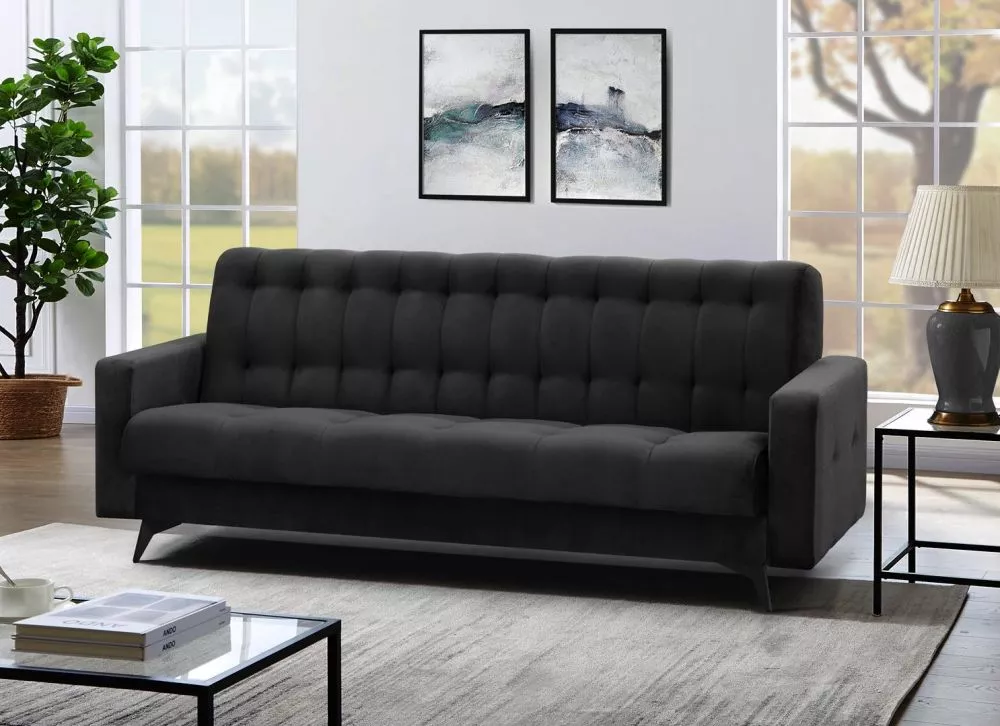 Dīvāns Gemma Standard · Melns · 93 × 220 × 89 cm