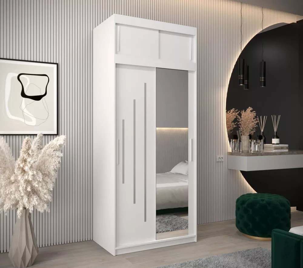 Skapis York 2 Premium · Balts · 100 × 62 × 240 cm