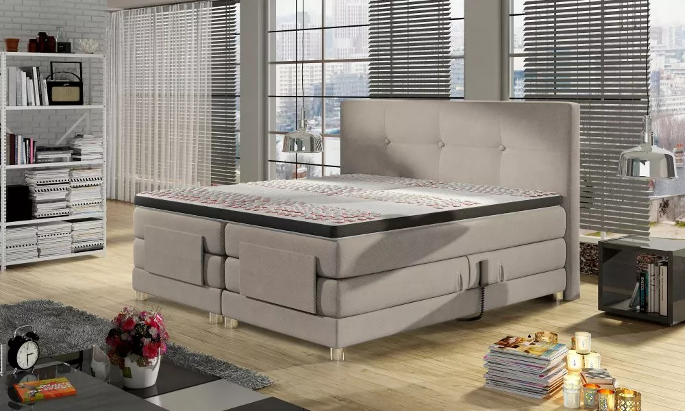 Gulta Mario Electric hard-top Boxspring Standard Guļamvietas platums: 180 cm, Guļamvietas garums: 200 cm, · Kapučino · 1