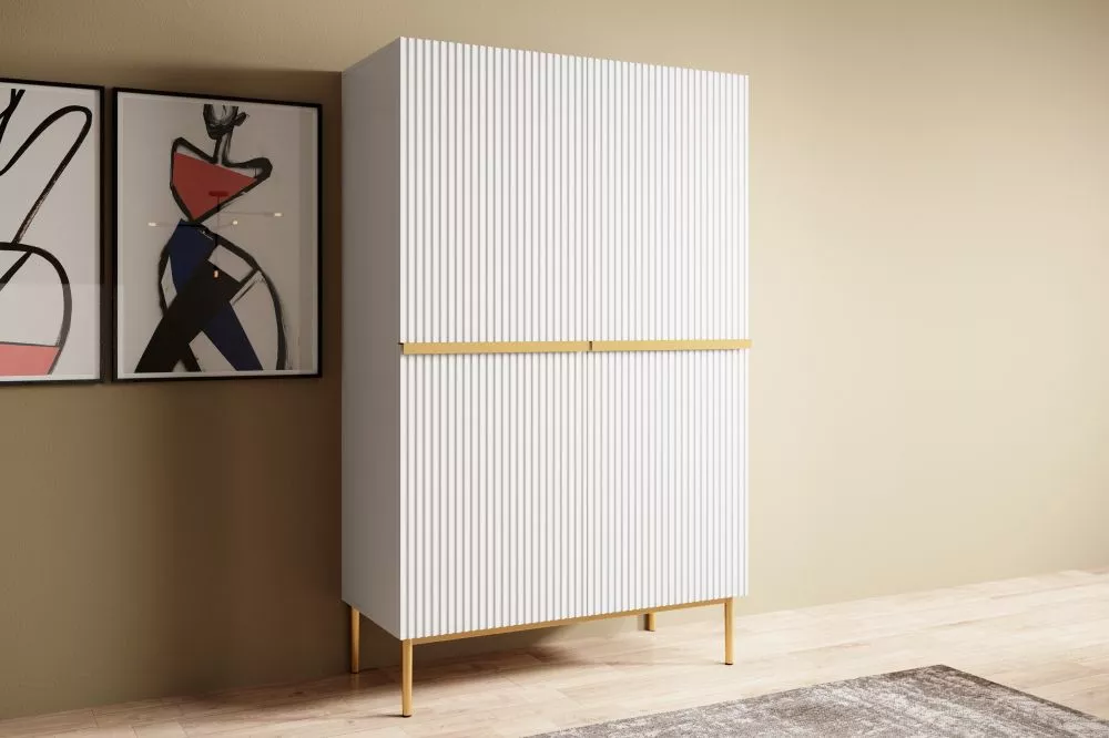 Grāmatu skapis Nicole K100 2D2SZ Gold · Balts · 100 × 45 × 160 cm