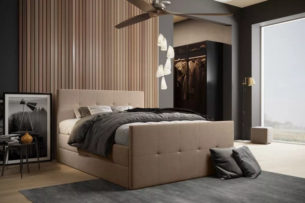Gulta Karmen Boxspring Standard Guļamvietas platums: 180 cm, Guļamvietas garums: 200 cm, · Krēma · 180 × 223 × 112 cm