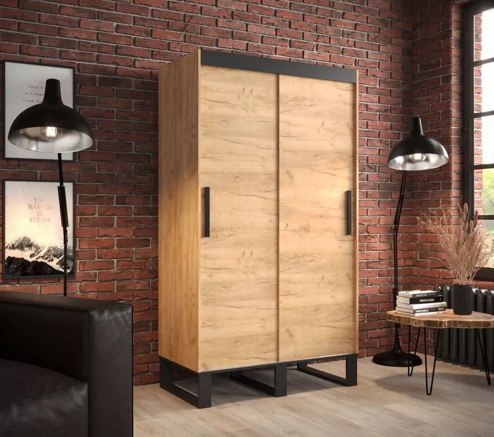 Skapis Loft T · Ozols craft zelts · 120 × 62 × 212 cm