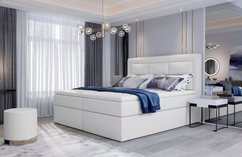 Gulta Vivre Boxspring standard Guļamvietas platums: 140 cm, Guļamvietas garums: 200 cm, · Balts · 140 × 215 × 115 cm