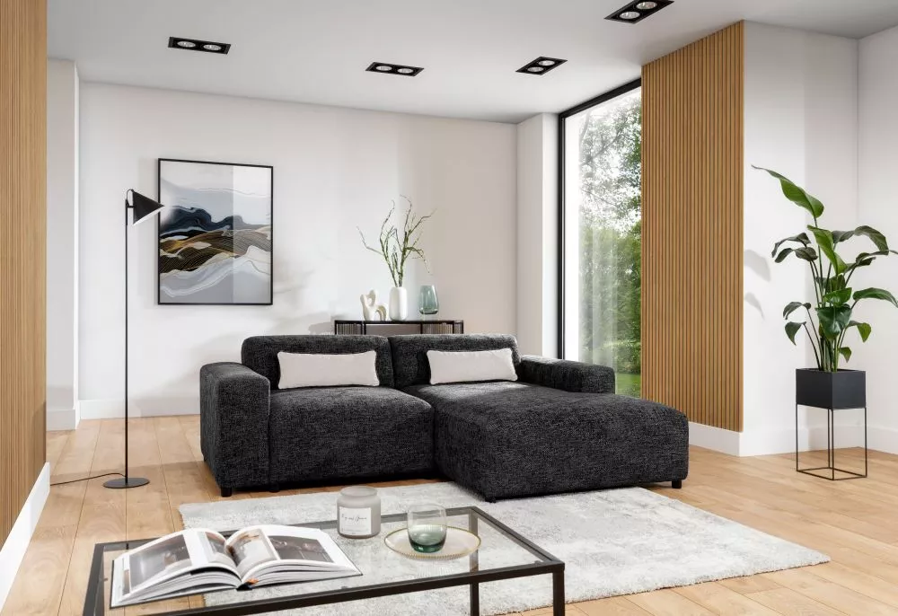 Dīvāns Roma Corner Standard · Melns · 165 × 240 × 75 cm