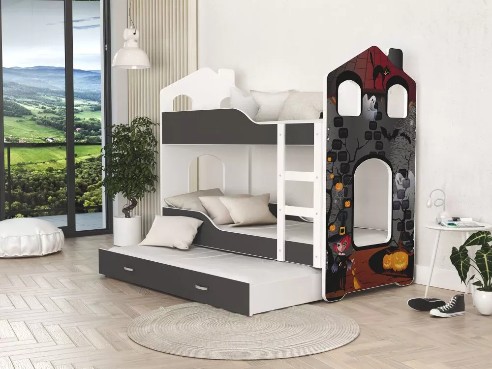 Bērnu gulta Dominik Domek 3 80x190 N ar stelāžām Guļamvietas platums: 80 cm, Guļamvietas garums: 190 cm, · 87 × 198 × 16
