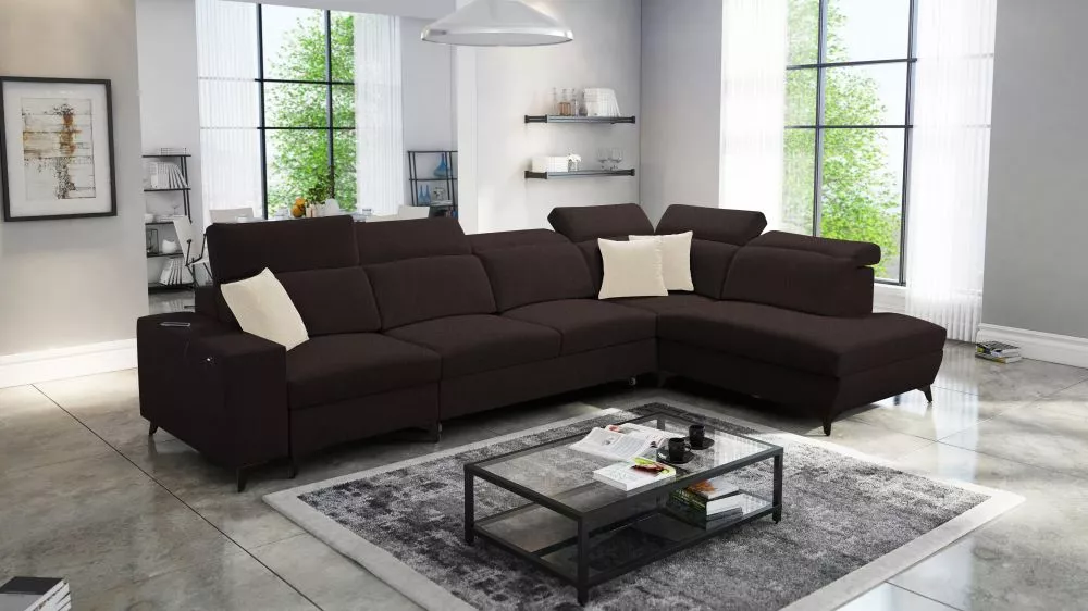 Dīvāns Bartone 11 Mix Standard · Tumši brūns · 224 × 359 × 83 cm